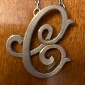 Silver Necklace with Letter C